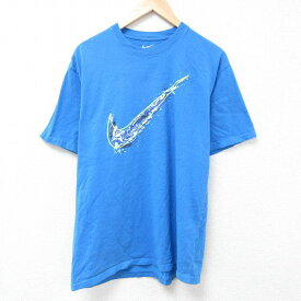 【中古】古着 ナイキ NIKE 半袖 ブランドTシャツ メンズ ビッグロゴ クルーネック 丸首 水色 XLサイズ 中古 | 春夏 夏物 夏服 メンズファッション カットソー ティーシャツ ティシャツ メンズTシャツ 半袖Tシャツ 半袖ティーシャツ カジュアルTシャツ おしゃれ カジュ