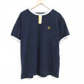 【中古】古着 ラルフローレン Ralph Lauren ポロジーンズ 半袖 ブランドTシャツ メンズ ワンポイントロゴ 大きいサイズ 2L LL ビッグシルエット ゆったり ビッグサイズ オーバーサイズ コットン クルーネック 丸首 紺 ネイビー XLサイズ 中古 | 春夏 夏物 夏服 メンズ