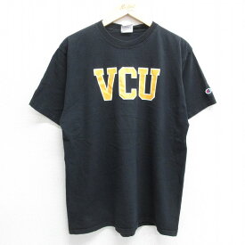 【中古】古着 チャンピオン champion 半袖 ビンテージ ヴィンテージTシャツ メンズ 00年代 00s VCU コットン クルーネック 丸首 黒 ブラック Lサイズ 中古 | 春夏 夏物 夏服 ヴィンテージTシャツ メンズファッション カットソー ティーシャツ ティシャツ メンズTシャツ