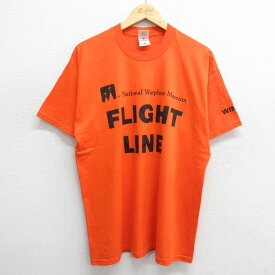 【中古】古着 フルーツオブザルーム 半袖 ビンテージ ヴィンテージTシャツ メンズ 00年代 00s FLIGHT LINE クルーネック 丸首 オレンジ XLサイズ 中古 | 春夏 夏物 夏服 ヴィンテージTシャツ メンズファッション カットソー ティーシャツ ティシャツ メンズTシャツ 半