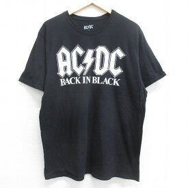 【中古】古着 半袖 ロックTシャツ バンドTシャツ メンズ AC/DC コットン クルーネック 丸首 黒 ブラック XLサイズ 中古 | 春夏 夏物 夏服 メンズファッション カットソー ティーシャツ ティシャツ メンズTシャツ 半袖Tシャツ 半袖ティーシャツ カジュアルTシャツ おし