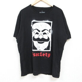 【中古】古着 半袖Tシャツ メンズ ドラマ シスターロボット fsociety コットン クルーネック 丸首 黒 ブラック XLサイズ 中古 中古メンズ半袖プリントキャラクター