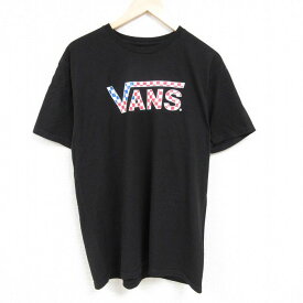 【中古】古着 バンズ VANS 半袖 ブランドTシャツ メンズ ビッグロゴ コットン クルーネック 丸首 黒 ブラック XLサイズ 中古 | 春夏 夏物 夏服 メンズファッション カットソー ティーシャツ ティシャツ メンズTシャツ 半袖Tシャツ 半袖ティーシャツ カジュアルTシャツ