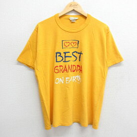 【中古】古着 半袖 ビンテージ ヴィンテージTシャツ メンズ 90年代 90s BEST GRANDPA ハート コットン クルーネック 丸首 USA製 アメリカ製 黄 イエロー Lサイズ 中古 | 春夏 夏物 夏服 ヴィンテージTシャツ メンズファッション カットソー ティーシャツ ティシャツ メ