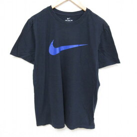 【中古】古着 ナイキ NIKE 半袖 ブランドTシャツ メンズ ビッグロゴ クルーネック 丸首 紺 ネイビー XLサイズ 中古 | 春夏 夏物 夏服 メンズファッション カットソー ティーシャツ ティシャツ メンズTシャツ 半袖Tシャツ 半袖ティーシャツ カジュアルTシャツ おしゃれ