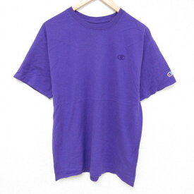 【中古】古着 チャンピオン Champion 半袖 ブランドTシャツ メンズ ワンポイントロゴ コットン クルーネック 丸首 紫 パープル Lサイズ 中古 | 春夏 夏物 夏服 メンズファッション カットソー ティーシャツ ティシャツ メンズTシャツ 半袖Tシャツ 半袖ティーシャツ カ