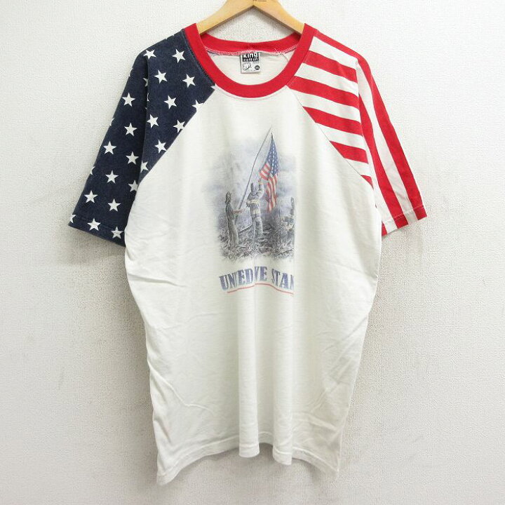 楽天市場】【中古】古着 90s ラグランTシャツ メンズ XLサイズ 白 消防 
