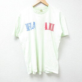 【中古】古着 ヘインズ Hanes 半袖 ビンテージ ヴィンテージTシャツ メンズ 80年代 80s ハワイ コットン クルーネック 丸首 USA製 アメリカ製 薄緑 グリーン 【spe】 Lサイズ 中古 | 春夏 夏物 夏服 ヴィンテージTシャツ メンズファッション カットソー ティ