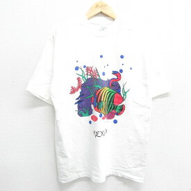 【中古】古着 半袖 ビンテージ ヴィンテージTシャツ メンズ 00年代 00s メキシコ 魚 コットン クルーネック 丸首 白 ホワイト Lサイズ 中古 | 春夏 夏物 夏服 ヴィンテージTシャツ メンズファッション カットソー ティーシャツ ティシャツ メンズTシャツ 半袖