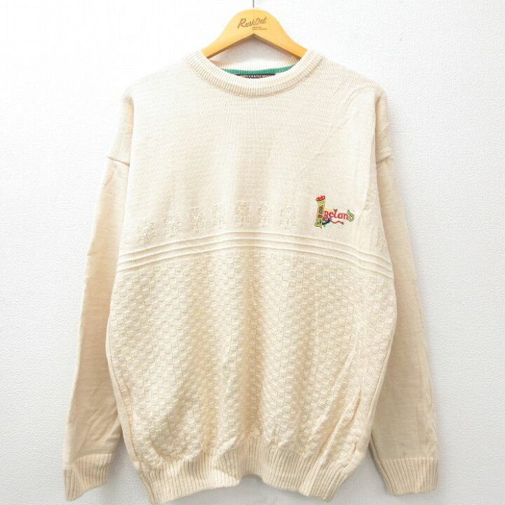 楽天市場】【中古】古着 90s 長袖ニット セーター メンズ ベージュ XL 