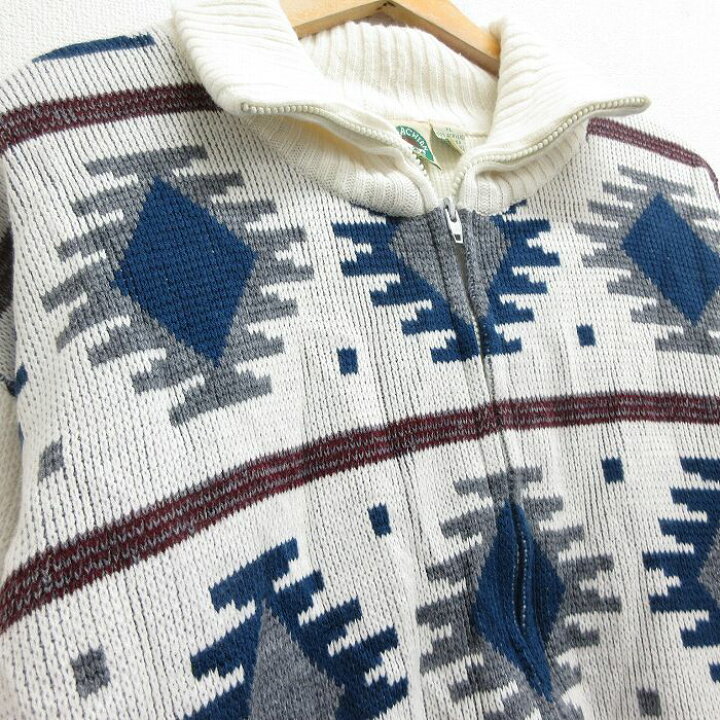 楽天市場】【中古】00s ネイティブ柄 フルジップ ニット カーディガン 