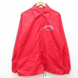 【中古】古着 長袖 ナイロンジャケット メンズ SOUTH CATHOLIC ラグラン 赤 レッド Mサイズ 中古 アウター ウインドブレーカー | 春夏 春物 春服 秋冬 秋物 秋服 カジュアル メンズファッション ファッション おしゃれ カジュアルジャケット