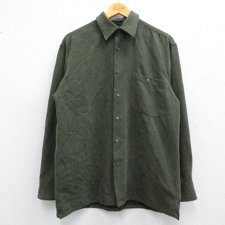 楽天市場】【中古】古着 長袖シャツ メンズ 緑 グリーン Lサイズ 中古 
