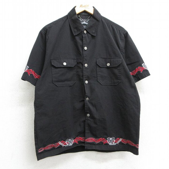 楽天市場】【中古】古着 半袖シャツ メンズ エンジン 黒 ブラック L 