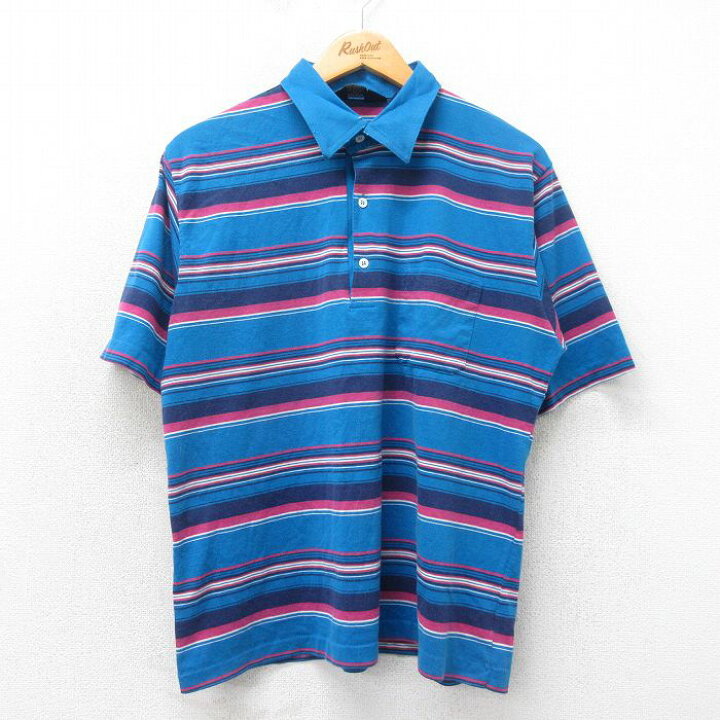 楽天市場】【中古】古着 90s ポロシャツ メンズ Lサイズ 青 ブルー 