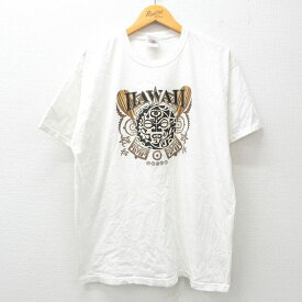 【中古】古着 フルーツオブザルーム 半袖 ビンテージ ヴィンテージTシャツ メンズ 00年代 00s ハワイ コットン クルーネック 丸首 白 ホワイト XLサイズ 中古 | 春夏 夏物 夏服 ヴィンテージTシャツ メンズファッション カットソー ティーシャツ ティシャツ メン