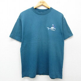 【中古】古着 半袖 ビンテージ ヴィンテージTシャツ メンズ 90年代 90s サメ ハワイ コットン クルーネック 丸首 USA製 アメリカ製 紺系 ネイビー Lサイズ 中古 | 春夏 夏物 夏服 ヴィンテージTシャツ メンズファッション カットソー ティーシャツ ティシャツ メ