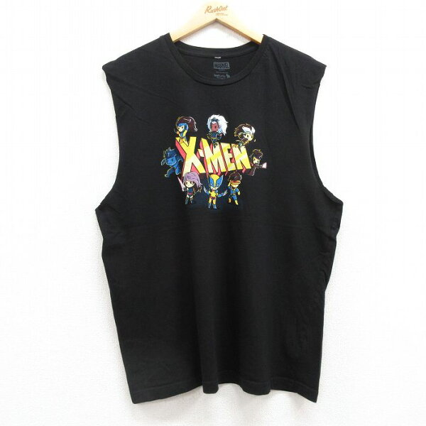 【中古】古着 マーベル XMEN ノースリーブTシャツ メンズ XLサイズ 黒 コットン クルーネック アメカジ ストリート カットソー カジュアル きれいめ ヴィンテージ 25jul18 5OF