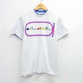 【中古】古着 半袖 ビンテージ ヴィンテージTシャツ メンズ 90年代 90s カルトゥーシュ コットン クルーネック 丸首 USA製 アメリカ製 白 ホワイト 霜降り Mサイズ 中古 | 春夏 夏物 夏服 ヴィンテージTシャツ メンズファッション カットソー ティーシャツ ティシ 5OF