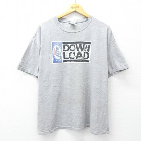【中古】古着 半袖 ビンテージ ヴィンテージTシャツ メンズ 00年代 00s ミラーライト ビール DOWN LOAD 大きいサイズ 2L LL ビッグシルエット ゆったり ビッグサイズ オーバーサイズ クルーネック 丸首 グレー 霜降り XLサイズ 中古 | 春夏 夏物 夏服 ヴィンテー 2OF