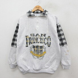 【中古】古着 長袖 ハーフジップスウェット メンズ 80年代 80s サンフランシスコ 襟付き USA製 アメリカ製 薄グレー 霜降り他 Lサイズ 中古 スエット トレーナー トップス | 春夏 春物 春服 秋冬 秋物 秋服 メンズファッション カジュアル おしゃれ ファッション