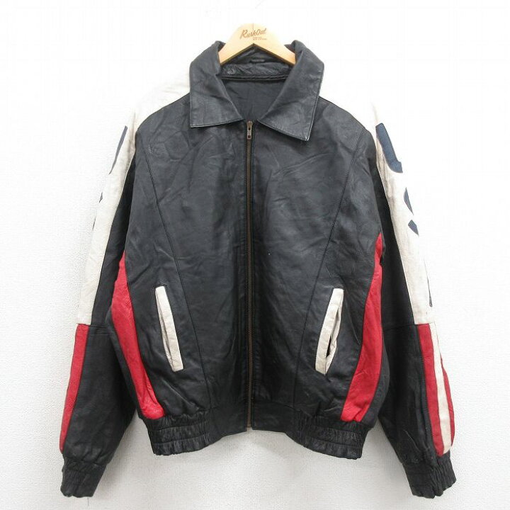 楽天市場】【中古】古着 長袖 レザージャケット メンズ 星条旗 黒  