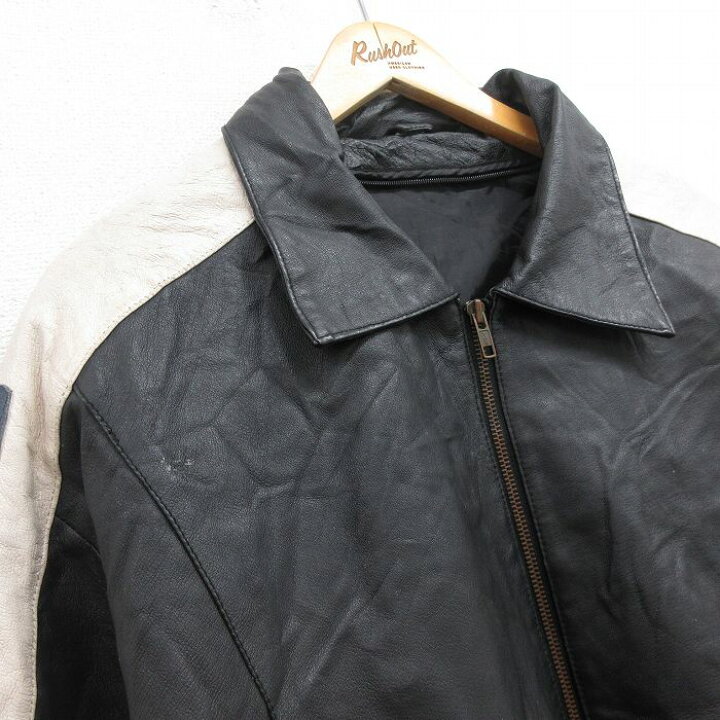 楽天市場】【中古】古着 長袖 レザージャケット メンズ 星条旗 黒  