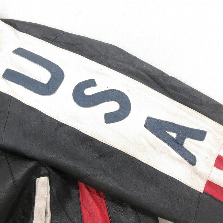 楽天市場】【中古】古着 長袖 レザージャケット メンズ 星条旗 黒  