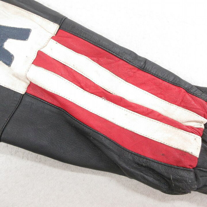 楽天市場】【中古】古着 長袖 レザージャケット メンズ 星条旗 黒  