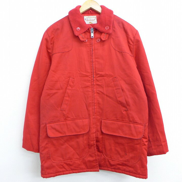 楽天市場 中古 古着 長袖 ビンテージ ヴィンテージ ハンティングジャケット カバーオール 70年代 70s ロング丈 Usa製 アメリカ製 赤 レッド 内側キルティング Lサイズ 中古 メンズ アウター 春夏 春物 春服 秋冬 秋物 秋服 カジュアル メンズファッション