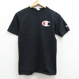 【中古】古着 レディース 半袖Tシャツ チャンピオン champion ワンポイントロゴ クルーネック 丸首 黒 ブラック 中古 | 春夏 春物 春服 秋冬 秋物 秋服 カットソー レディースファッション ロンT ロング丈 おしゃれ かわいい ロンティー ロングT ロングTシャツ ロング