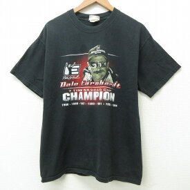 【中古】古着 半袖 ビンテージ ヴィンテージTシャツ メンズ 90年代 90s NASCAR デイルアーンハート コットン クルーネック 丸首 黒 ブラック Lサイズ 中古 | 春夏 夏物 夏服 メンズファッション カットソー ティーシャツ ティシャツ メンズTシャツ 半袖Tシャツ 半袖テ