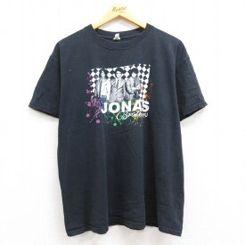 【中古】古着 半袖 ビンテージ ヴィンテージ ロックTシャツ バンドTシャツ メンズ 00年代 00s ジョナスブラザーズ コットン クルーネック 丸首 黒 ブラック XLサイズ 中古 | 春夏 春物 春服 秋冬 秋物 秋服 メンズファッション ロンT カットソー ロンティー ロングT ロ 5OF