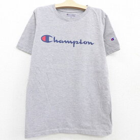 【中古】古着 チャンピオン champion 半袖Tシャツ キッズ ボーイズ 子供服 ビッグロゴ クルーネック 丸首 グレー 霜降り | 春夏 春物 春服 秋冬 秋物 秋服 女の子 子ども服 こども服 カジュアル ファッション おしゃれ かわいい 5OF