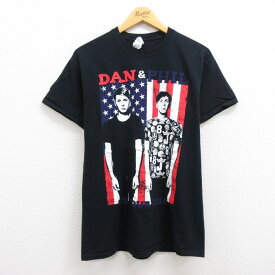 【中古】古着 半袖 ロックTシャツ バンドTシャツ メンズ DAN&PHIL ダニエルハウエル フィルレスター コットン クルーネック 丸首 黒 ブラック Mサイズ 中古 | 春夏 夏物 夏服 メンズファッション カットソー ティーシャツ ティシャツ メンズTシャツ 半袖Tシャツ 半袖テ