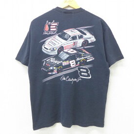 【中古】古着 半袖 ビンテージ ヴィンテージTシャツ メンズ 00年代 00s デイルアーンハート デイルアーンハートジュニア レーシングカー コットン クルーネック 丸首 黒 ブラック Lサイズ 中古 | 春夏 夏物 夏服 メンズファッション カットソー ティーシャツ ティシャ