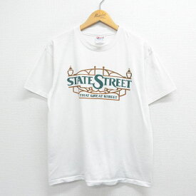 【中古】古着 ヘインズ Hanes 半袖 ビンテージ ヴィンテージTシャツ メンズ 90年代 90s ステートストリート クルーネック 丸首 USA製 アメリカ製 白 ホワイト Lサイズ 中古 | 春夏 夏物 夏服 ヴィンテージTシャツ メンズファッション カットソー ティーシャツ ティシャ 2OF