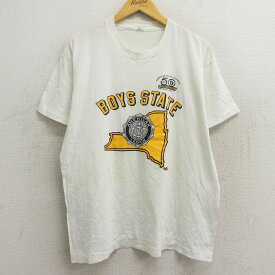 【中古】古着 半袖 ビンテージ ヴィンテージTシャツ メンズ 80年代 80s ボーイズステイト クルーネック 丸首 白 ホワイト XLサイズ 中古 | 春夏 夏物 夏服 ヴィンテージTシャツ メンズファッション カットソー ティーシャツ ティシャツ メンズTシャツ 半袖Tシャツ 半袖 2OF