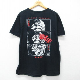 【中古】古着 ストリートファイター 半袖Tシャツ メンズ XLサイズ 黒 ゲーム プリント カジュアル ストリート アメカジ きれいめ ヴィンテージ レトロ オールド 5OF