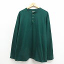 【中古】古着 エルエルビーン 長袖Tシャツ メンズ XLサイズ 大きいサイズ 緑 ヘンリーネック コットン 無地 アメカジ ストリート カジュアル きれいめ ヴィンテージ 26apr06 2OF