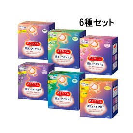 【12枚×6種類セット】 花王 めぐりズム 蒸気でホットアイマスク 12枚入×6種×各1箱 ( 無香料 カモミール ローズ ラベンダー 完熟ゆず 森林浴 ) 計72枚