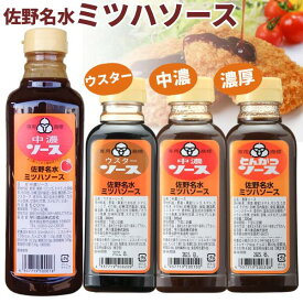 ミツハソース 佐野名水 中濃 500ml ウスター 中濃 濃厚 とんかつ 300ml 1本 3本 ミツハフルーツソース ご当地 調味料 選べる 送料無料