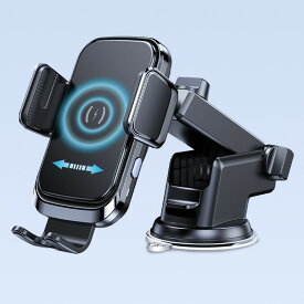 【15日限定全品25％OFFクーポン】 ワイヤレス充電器 車載ホルダー 自動開閉 スマホホルダー 車 車載用 エアコン吹き出し口 自動開閉 車載ホルダー スマホスタンド 車載用 吸盤 強力 Qi 15W 急速充電 360度回転 自由調節 Android iPhone