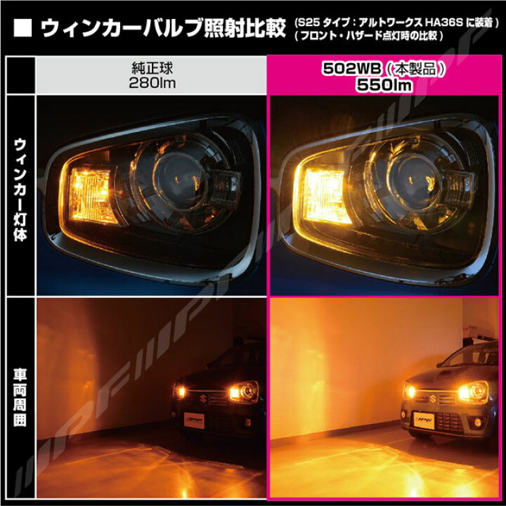 楽天市場】IPF LED 550lm ウィンカーバルブ 501WB（バルブ2個入り）T20 