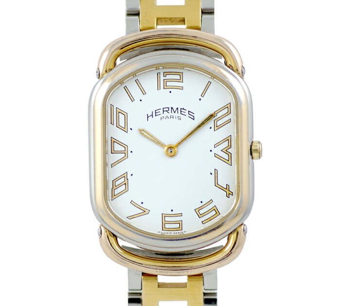 楽天市場】電池交換済 HERMES エルメス ラリー 白 ホワイト 文字盤 SS 