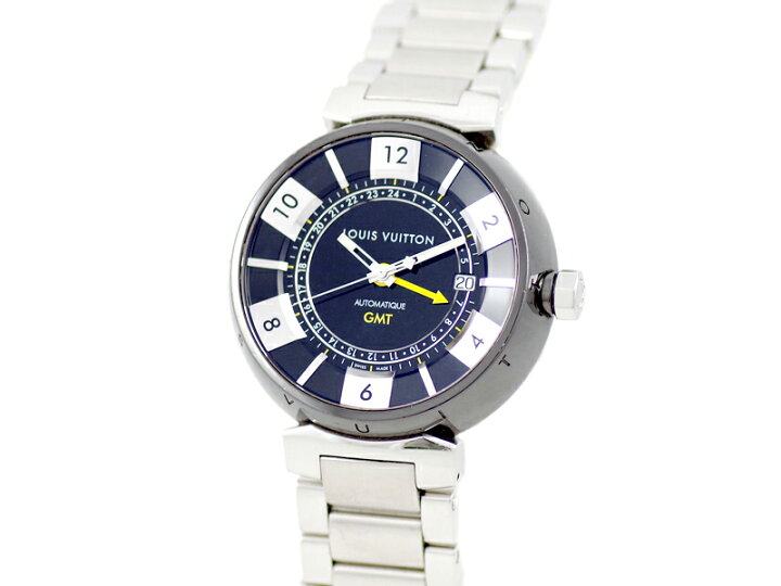 ルイ ヴィトン Black Gmt In Louis Q113k Tambour Vuitton インブラック オートマ タンブール デイト メンズ 腕時計 自動巻き 人気 おすすめ Louis