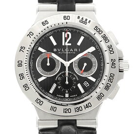 BVLGARI ブルガリ ディアゴノ プロフェッショナル クロノグラフ DP42SCH デイト 黒 ブラック SS ステンレス 純正ベルト 純正尾錠 メンズ 自動巻き【6ヶ月保証】 【腕時計】【中古】