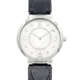 電池交換済 LOUIS VUITTON ルイヴィトン タンブール スリム MM モノグラム Q13MJ 8Pダイヤ ダイヤモンド 50m防水 シルバー SS ステンレス 純正ベルト 純正尾錠 レディース クォーツ【6ヶ月保証】【腕時計】【中古】