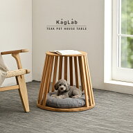 ペットハウス サイドテーブル チーク クッション付 ペット家具 猫 小型犬 ペットベッド ドーム ペット 犬…