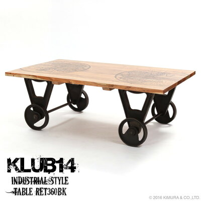【KLUB14】インダストリアルカートセンターテーブルRET360BK